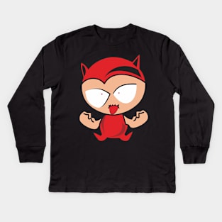 Cute Little Devil Cartoon Kids Long Sleeve T-Shirt